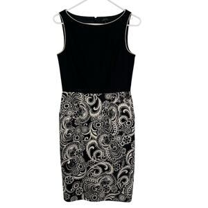 Tahari Arthur S.Levine Dress Womens 2 Geometric Sheath Sleeveless Floral Paisley